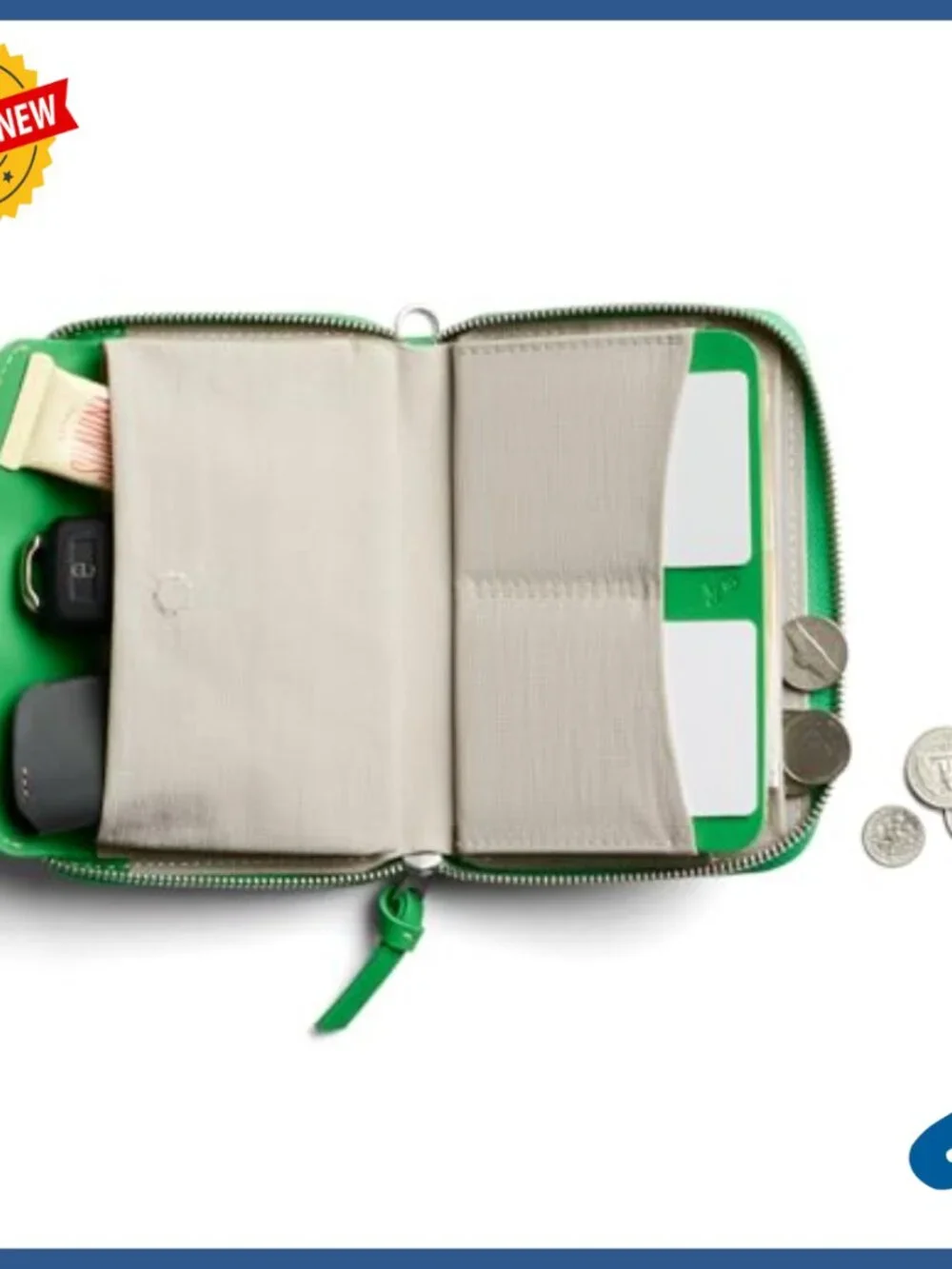 Compact Leather Folio Wallet with RFID Protection and Coin Pocket